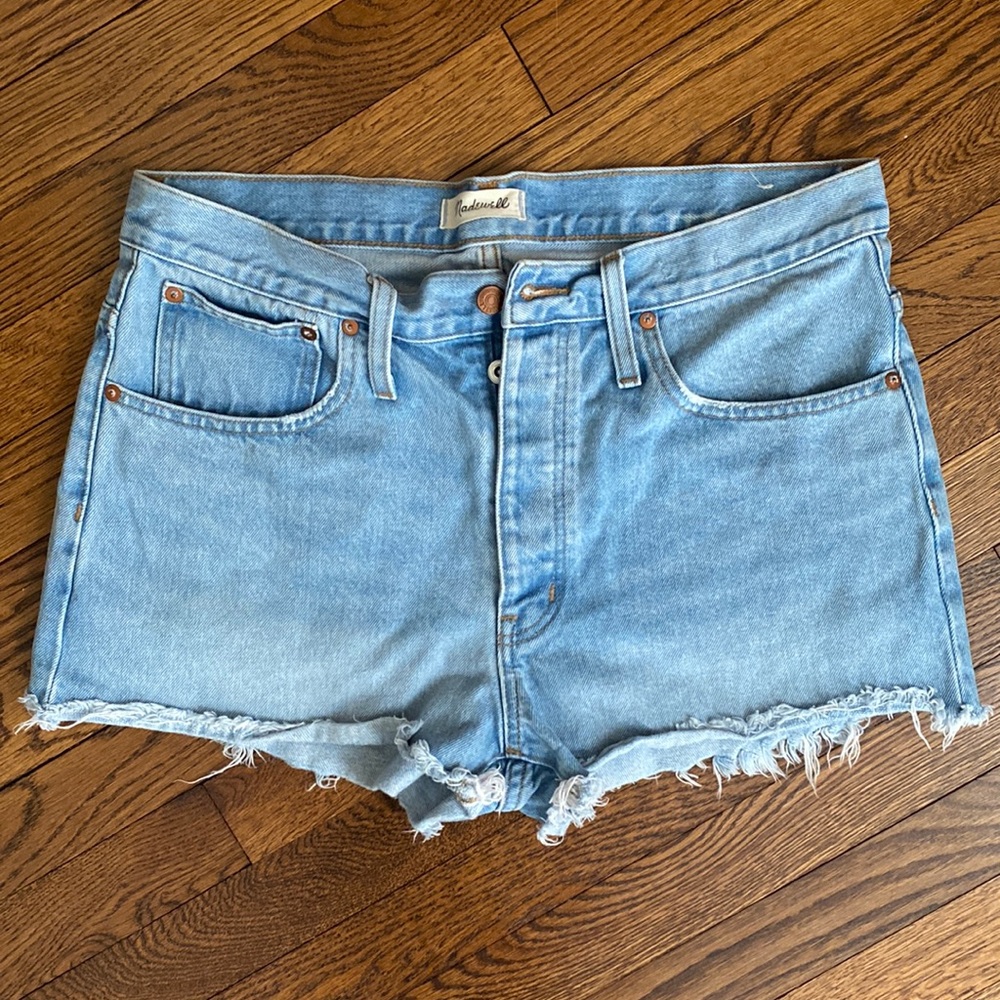 Madewell High Waisted Light Wash Denim Shorts
